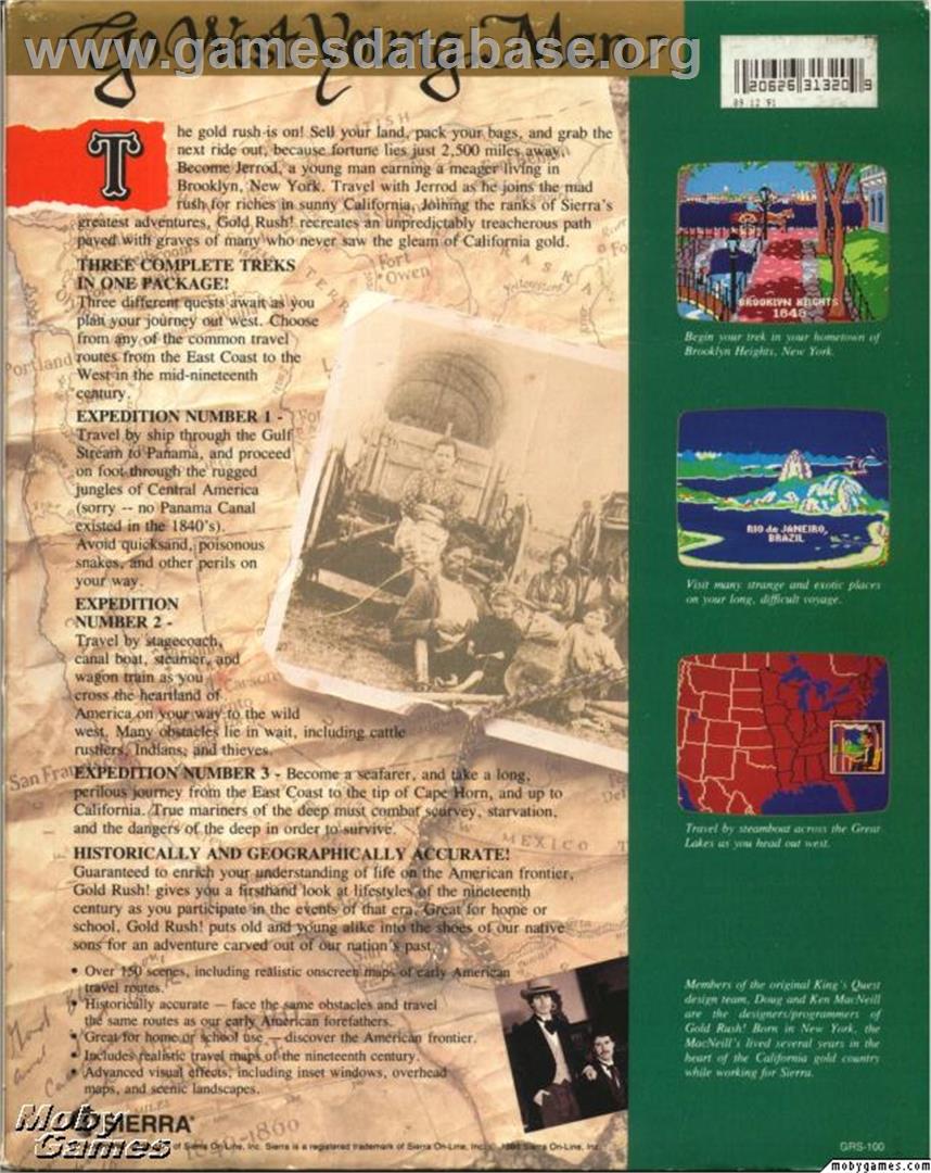 Gold Rush! - ScummVM - Artwork - Box Back