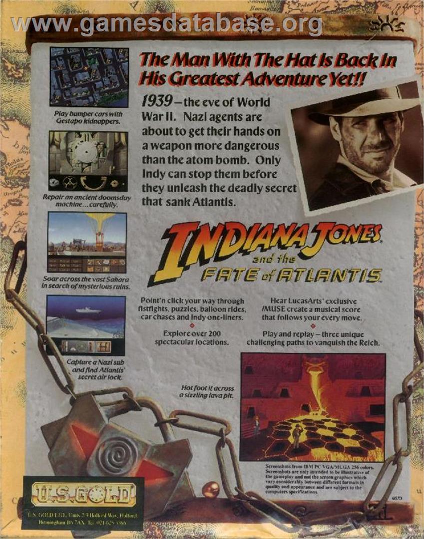 Indiana Jones And The Fate Of Atlantis - ScummVM - Artwork - Box Back