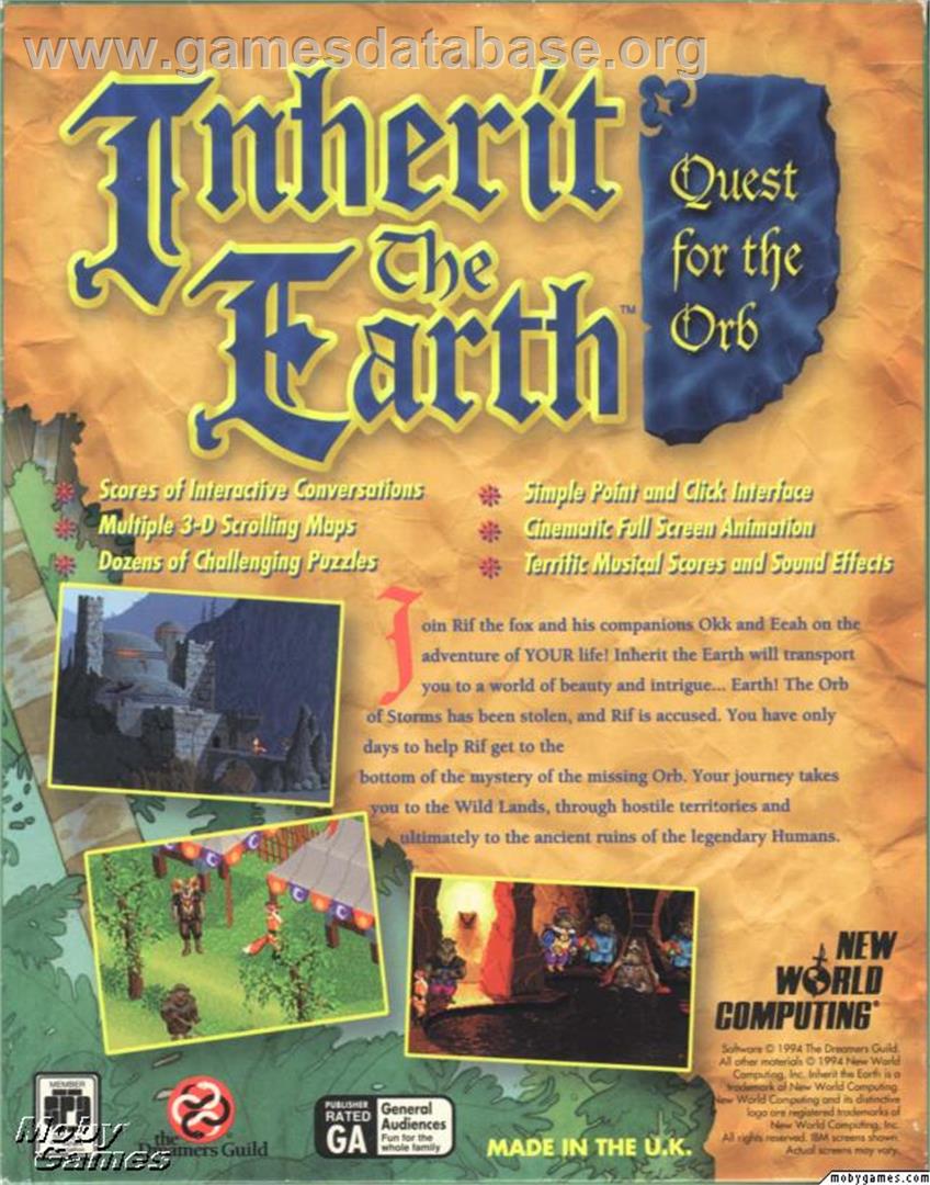 Inherit the Earth: Quest for the Orb - ScummVM - Artwork - Box Back