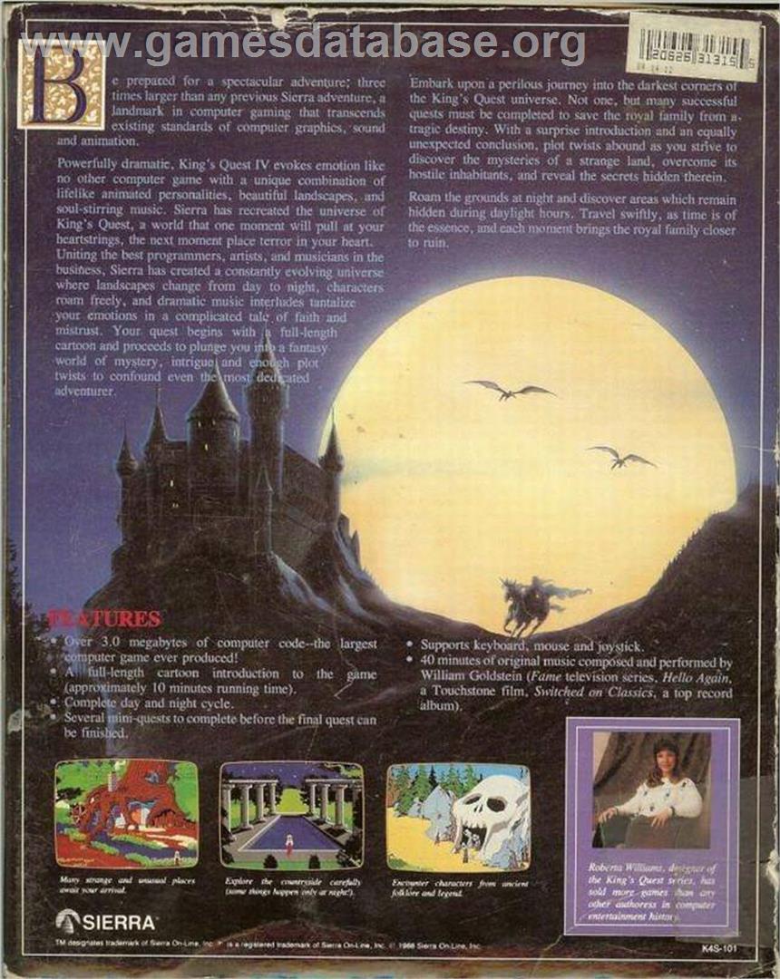 King's Quest IV: The Perils of Rosella - ScummVM - Artwork - Box Back