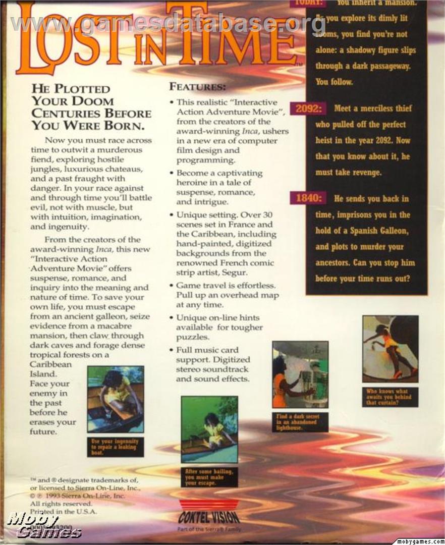 Lost In Time - ScummVM - Artwork - Box Back