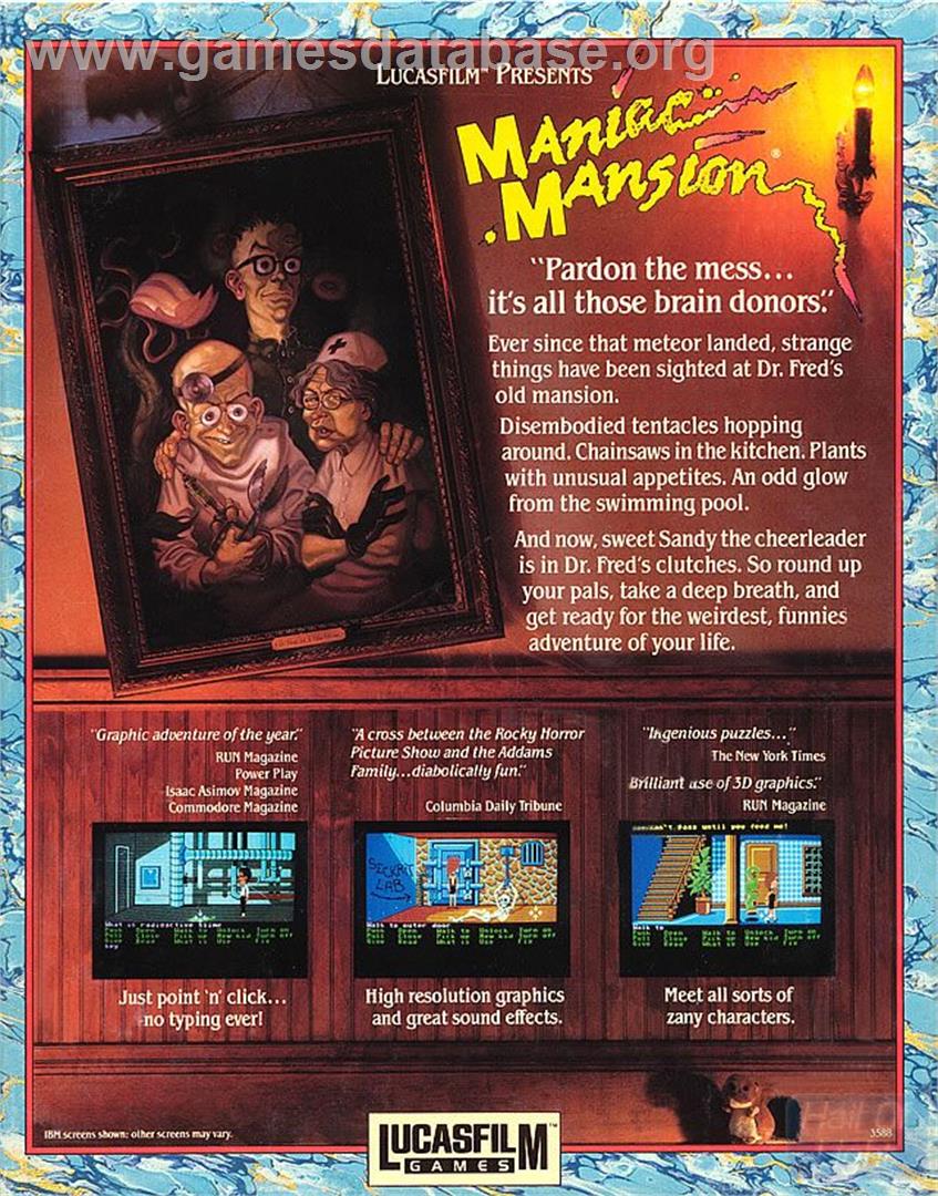 Maniac Mansion (1989) - ScummVM - Artwork - Box Back