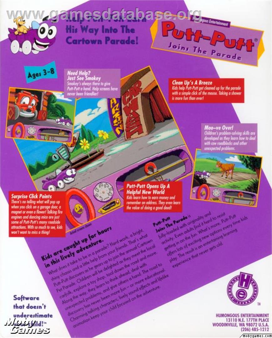 Putt-Putt Joins the Parade - ScummVM - Artwork - Box Back