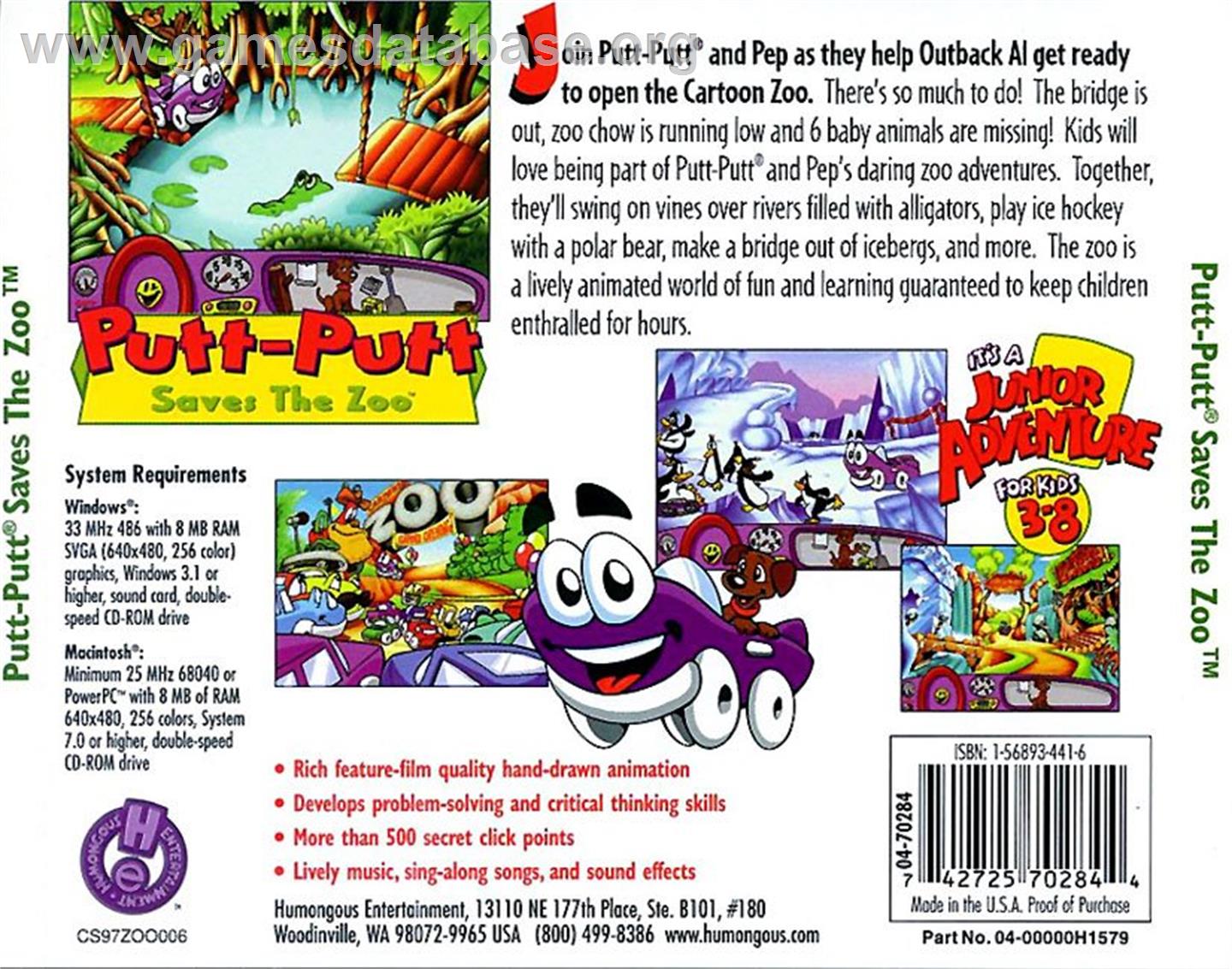 Putt-Putt Saves the Zoo - ScummVM - Artwork - Box Back