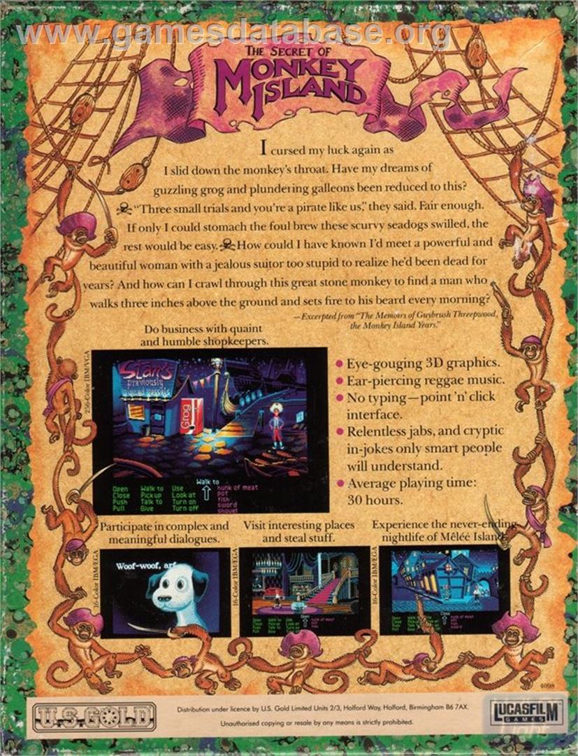 Secret of Monkey Island - ScummVM - Artwork - Box Back