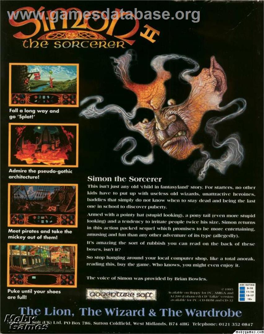 Simon the Sorcerer II: The Lion, the Wizard and the Wardrobe - ScummVM - Artwork - Box Back