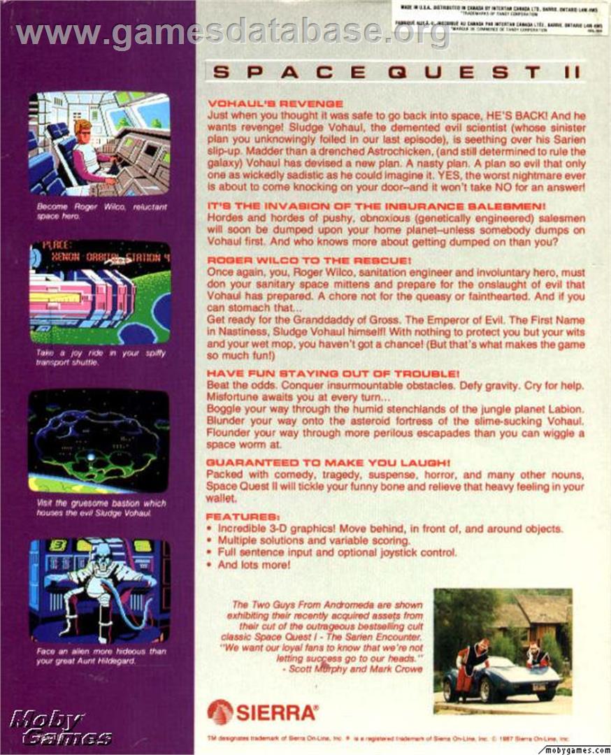 Space Quest II: Vohaul's Revenge - ScummVM - Artwork - Box Back