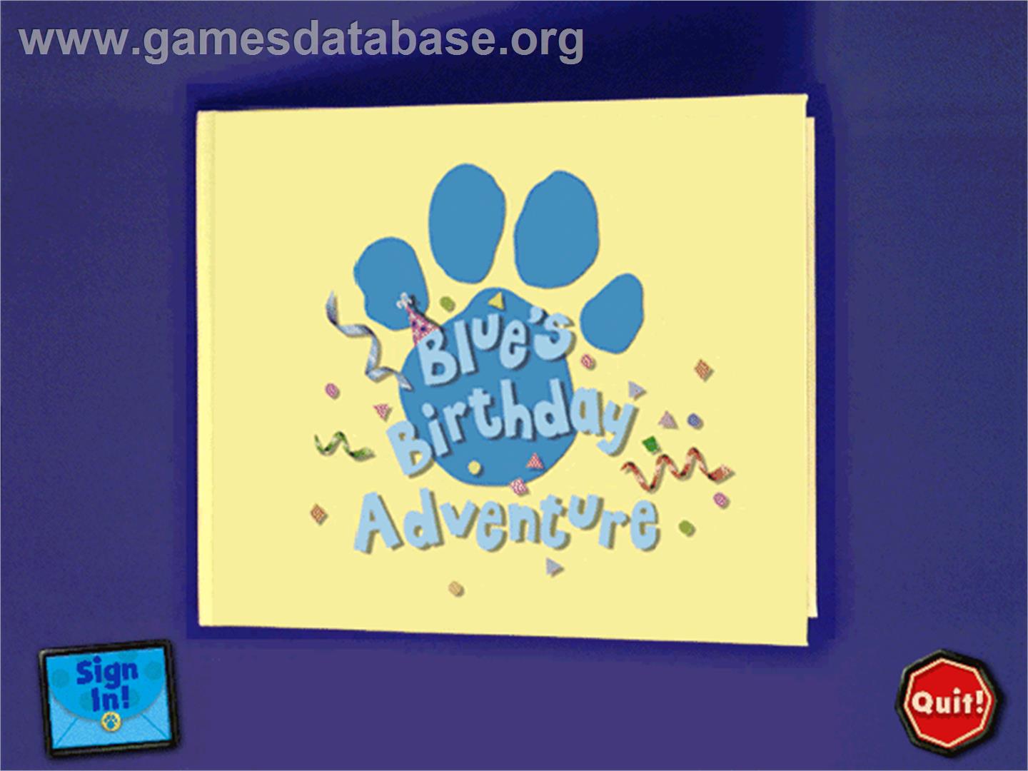 Blue's Clues: Blue's Birthday Adventure - ScummVM - Artwork - Title Screen