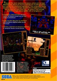 Box back cover for Blackthorne on the Sega 32X.