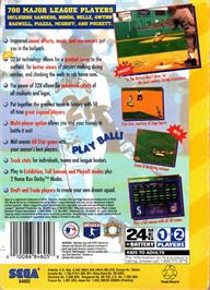 Box back cover for World Series Baseball starring Deion Sanders on the Sega 32X.