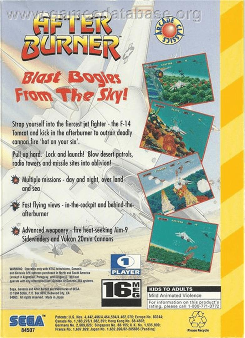 After Burner - Sega 32X - Artwork - Box Back