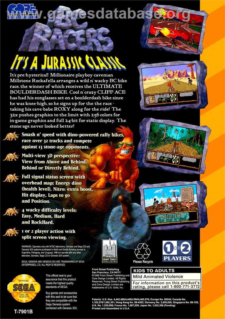 Bc Racers - Sega 32X - Artwork - Box Back