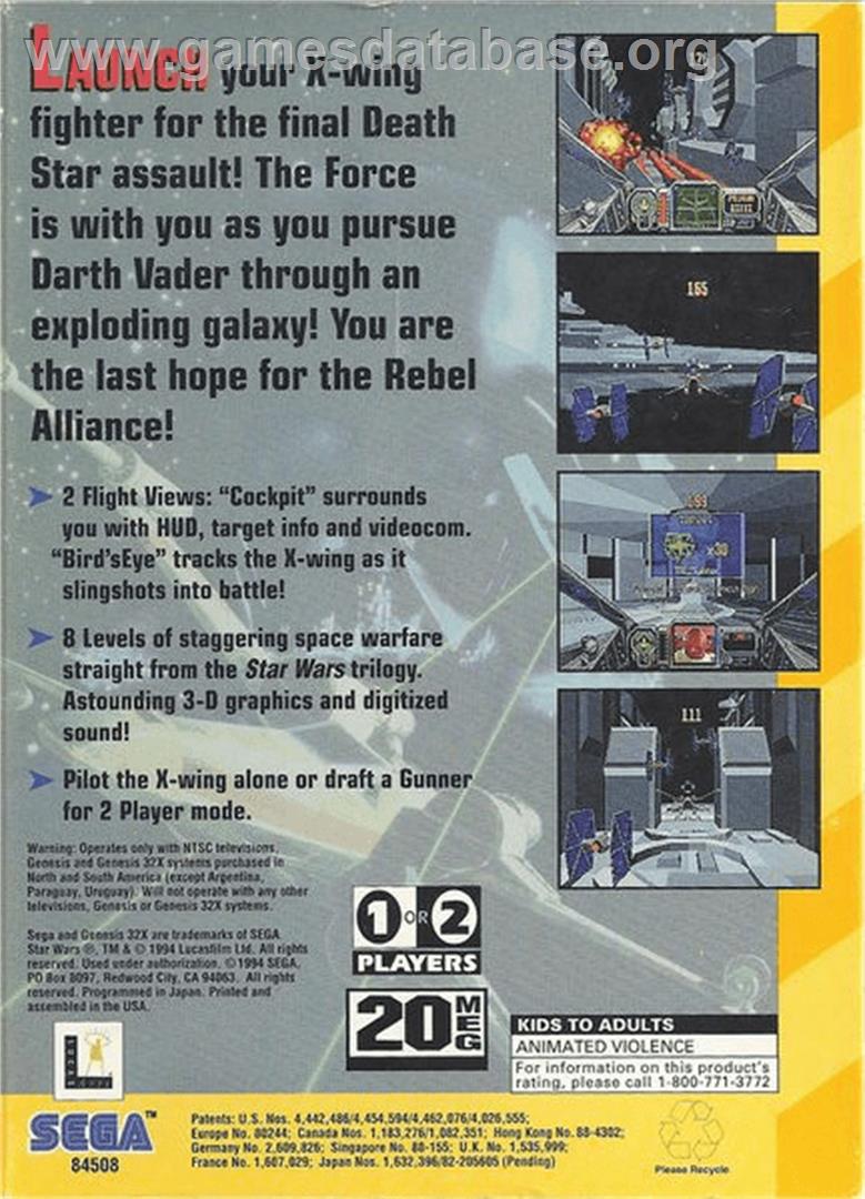 Star Wars Arcade - Sega 32X - Artwork - Box Back