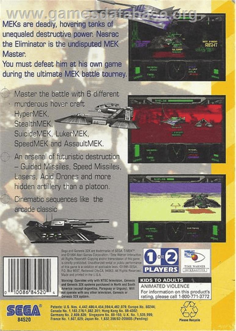 T-Mek - Sega 32X - Artwork - Box Back