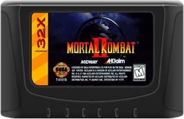 Cartridge artwork for Mortal Kombat 2 on the Sega 32X.