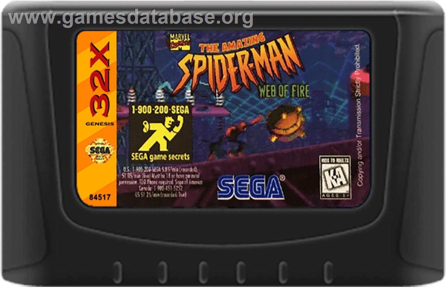 Amazing Spider-Man: Web of Fire - Sega 32X - Artwork - Cartridge