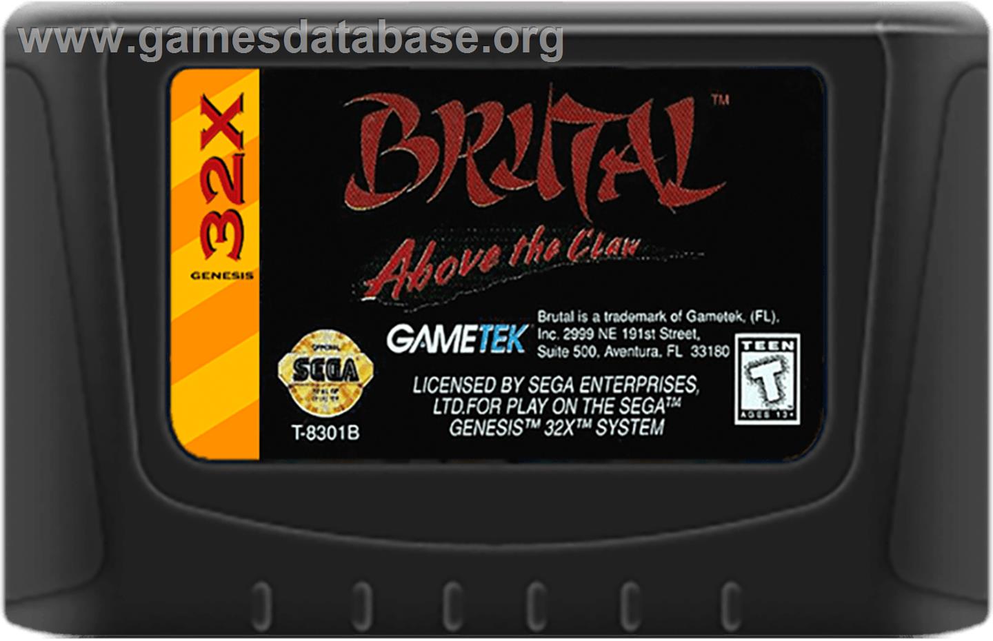 Brutal: Above the Claw - Sega 32X - Artwork - Cartridge