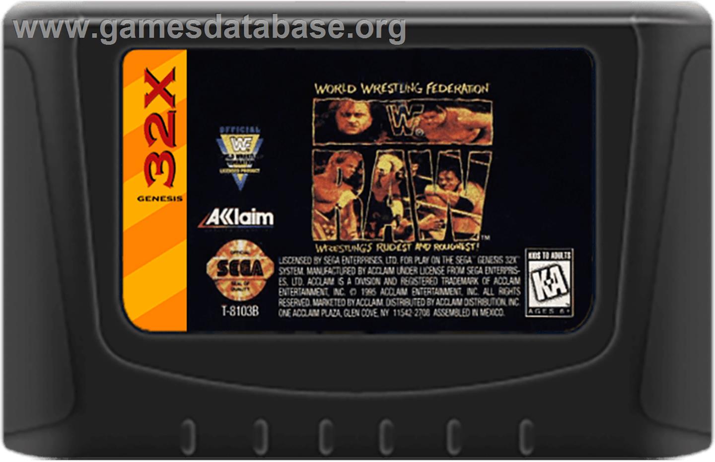 WWF Raw - Sega 32X - Artwork - Cartridge