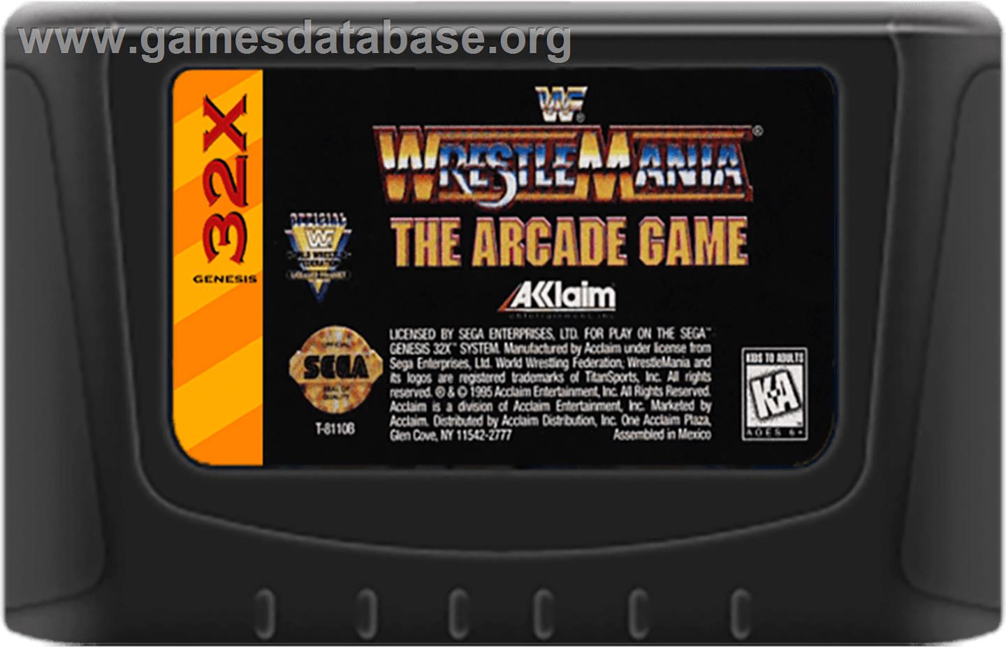 WWF Wrestlemania - Sega 32X - Artwork - Cartridge