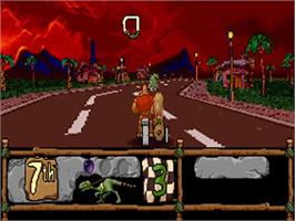 In game image of Bc Racers on the Sega 32X.
