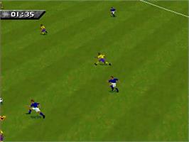 In game image of FIFA Soccer 96 on the Sega 32X.