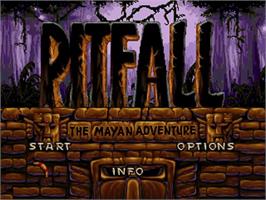 Title screen of Pitfall - The Mayan Adventure on the Sega 32X.