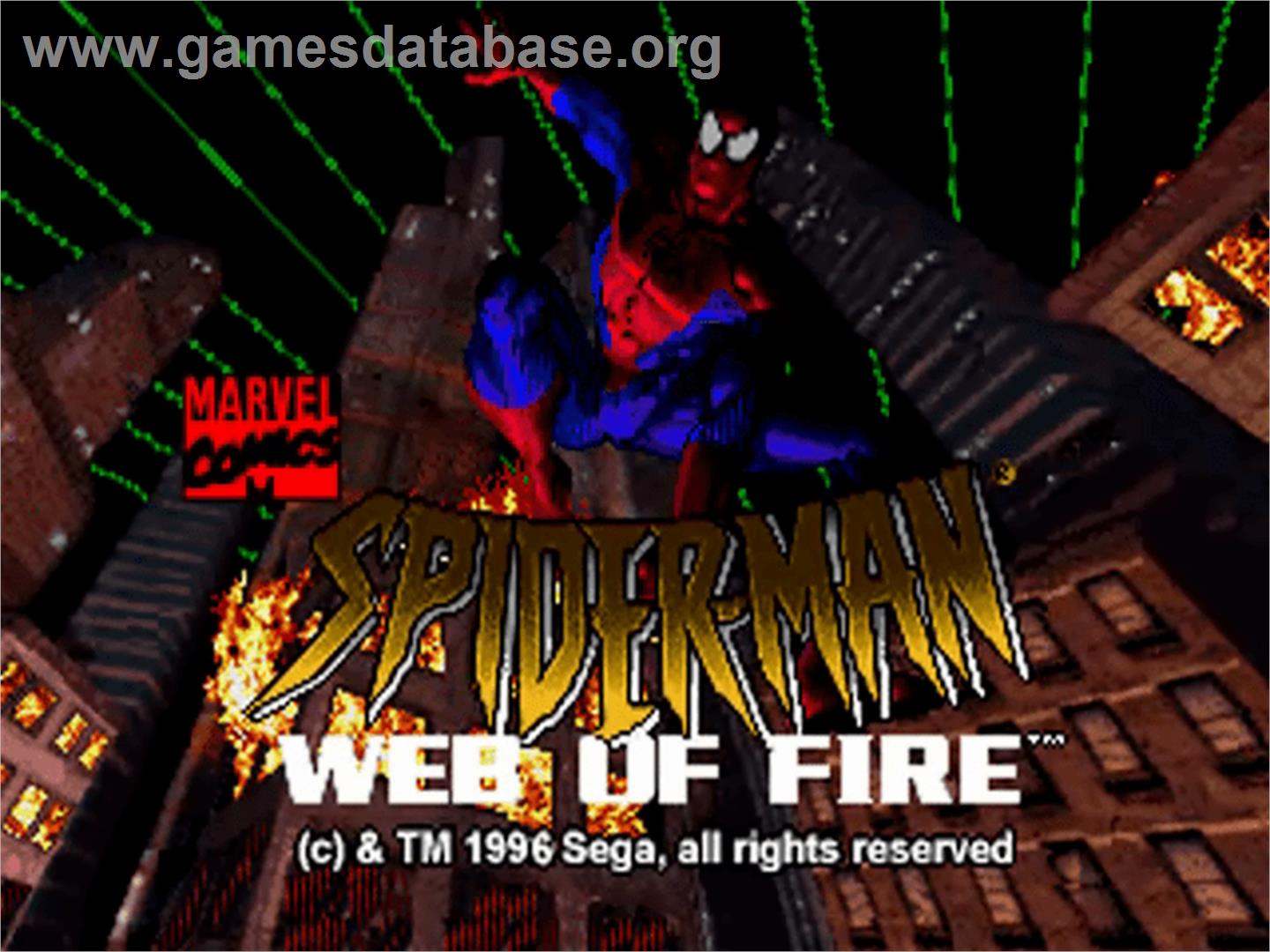 Amazing Spider-Man: Web of Fire - Sega 32X - Artwork - Title Screen