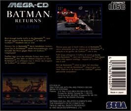 Box back cover for Batman Returns on the Sega CD.