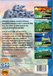 Box back cover for Bc Racers on the Sega CD.