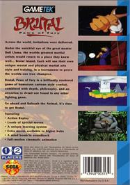 Box back cover for Brutal - Paws Of Fury on the Sega CD.