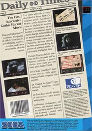 Box back cover for Dracula Unleashed on the Sega CD.
