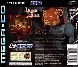 Box back cover for Dungeon Explorer on the Sega CD.