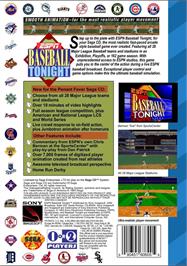 Box back cover for Espn Baseball Tonight on the Sega CD.