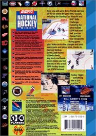 Box back cover for Espn National Hockey Night on the Sega CD.