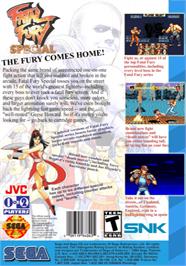 Box back cover for Fatal Fury Special / Garou Densetsu Special on the Sega CD.