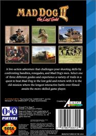 Box back cover for Mad Dog 2 - The Lost Gold on the Sega CD.
