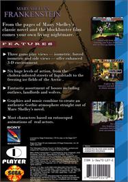 Box back cover for Mary Shelley's Frankenstein on the Sega CD.