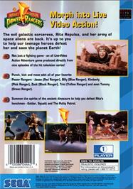 Box back cover for Mighty Morphin Power Rangers on the Sega CD.