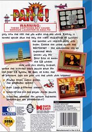 Box back cover for Panic! on the Sega CD.