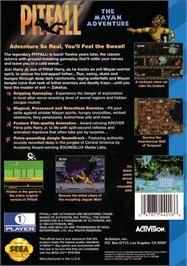 Box back cover for Pitfall - The Mayan Adventure on the Sega CD.
