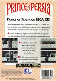 Box back cover for Prince Of Persia on the Sega CD.