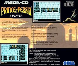 Box back cover for Prince of Persia on the Sega CD.