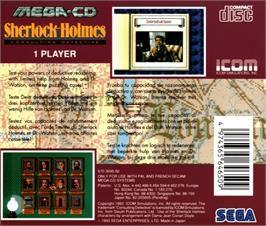 Box back cover for Sherlock Holmes: Consulting Detective on the Sega CD.