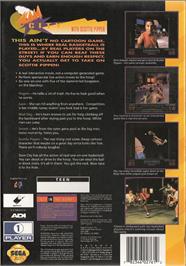 Box back cover for Slam City with Scottie Pippen on the Sega CD.