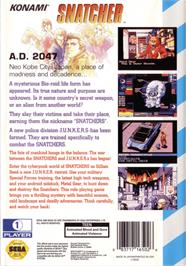 Box back cover for Snatcher on the Sega CD.