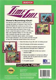 Box back cover for Time Gal on the Sega CD.