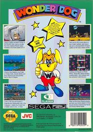 Box back cover for Wonder Dog on the Sega CD.