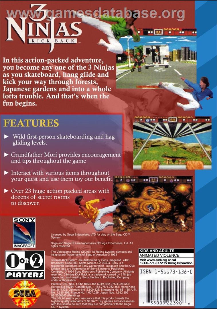 3 Ninjas Kick Back - Sega CD - Artwork - Box Back