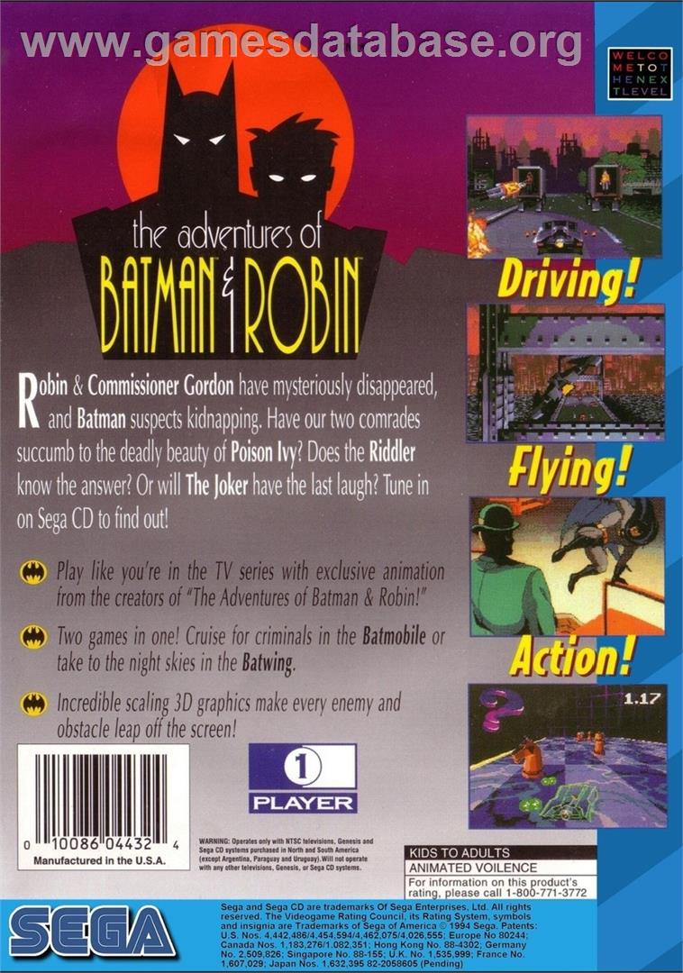 Adventures Of Batman And Robin, The - Sega CD - Artwork - Box Back