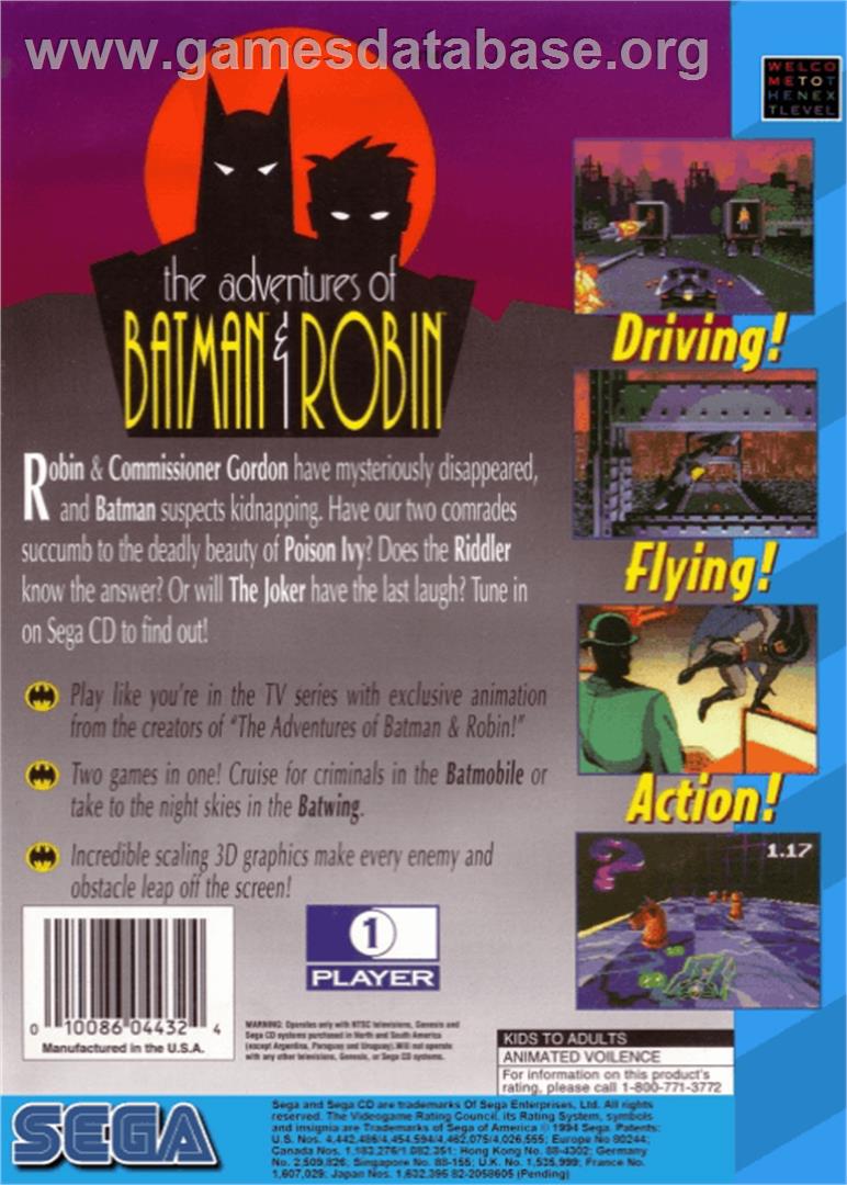 Adventures of Batman & Robin - Sega CD - Artwork - Box Back